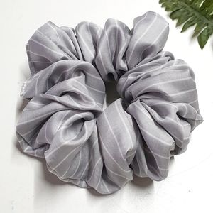 8 for $15 * Large Gray Stripes Soft Polyester Scrunchie